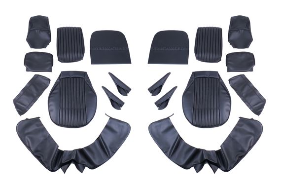 Triumph Stag Vinyl Front Seat Cover Kit - Mk1 - USA - Integral Headrest - Per Vehicle - Black - RS1587BLACK